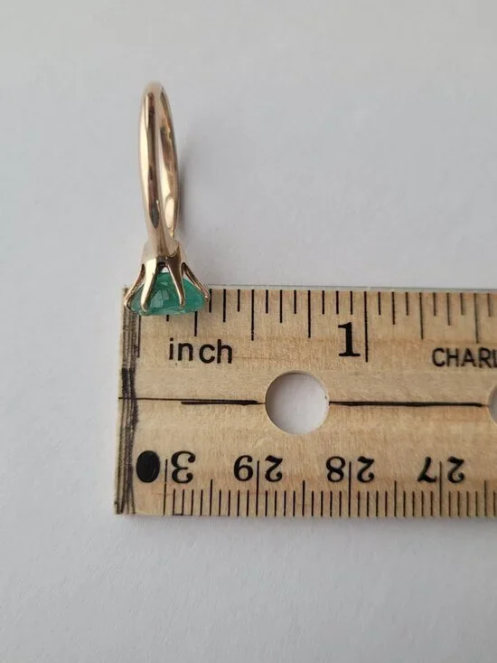 Antique Emerald 10k Gold Victorian Ring Natural Oval May Birthstone Solitaire - Picture 14 of 16